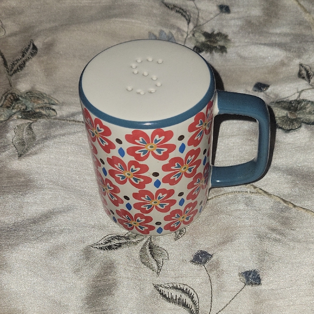 The Pioneer Woman Floral Ceramic Salt Shaker with Blue Handle